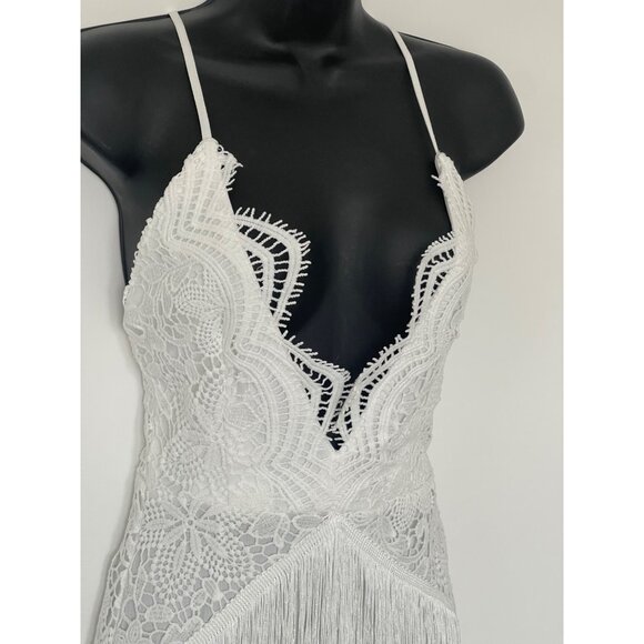 I saw it first Dresses & Skirts - I saw it first party fun flirty mini dress fringing hi low size 4 white flapper